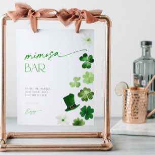 St. Patrick's Day Green Shamrock Mimosa Bar Menu Pedestal Sign