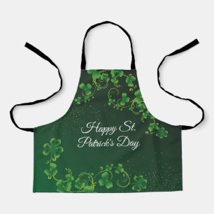 St. Patrick's Day Green Shamrock Vine Irish Party Apron