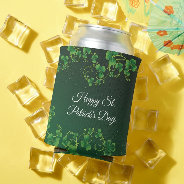 St. Patrick's Day Green Shamrock Vine Irish Party  Can Cooler (In Situ Summer)