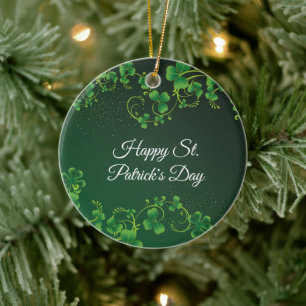 St. Patrick's Day Green Shamrock Vine Irish Party Ceramic Tree Decoration