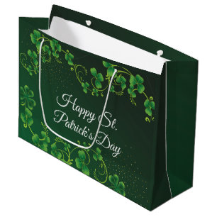 St. Patrick's Day Green Shamrock Vine Irish Party Large Gift Bag