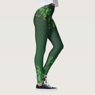 St. Patrick's Day Green Shamrock Vine Irish Party Leggings