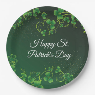 St. Patrick's Day Green Shamrock Vine Irish Party  Paper Plate