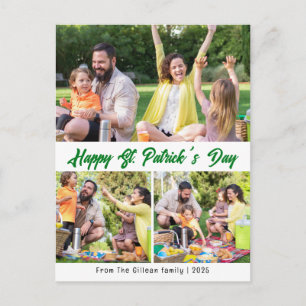 St. patrick's day Green Shamrocks family Photo Holiday Postcard