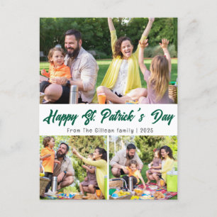 St. patrick's day Green Shamrocks family Photo Holiday Postcard