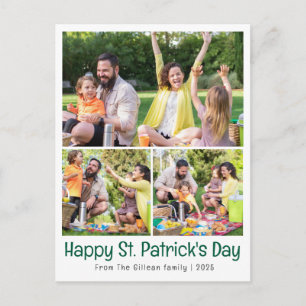 St. patrick's day Green Shamrocks family Photo Holiday Postcard