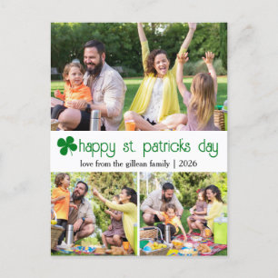 St. patrick's day Green Shamrocks family Photo Holiday Postcard