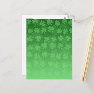 St. Patrick's Day green shamrocks ombre pattern Postcard