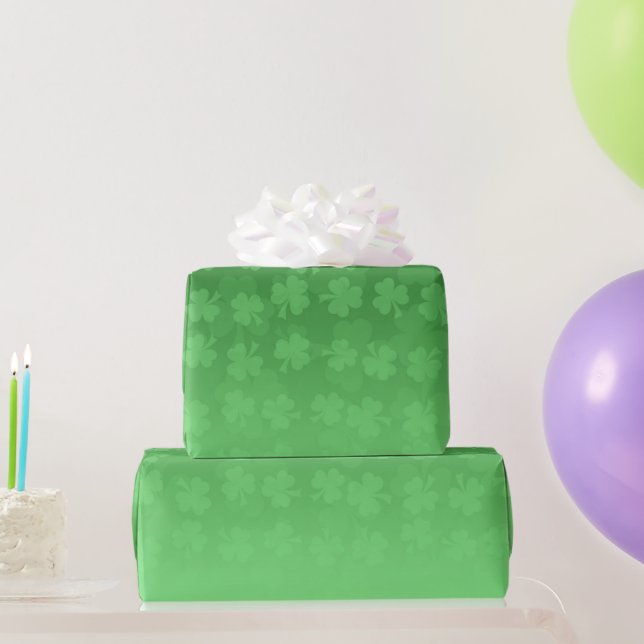 St. Patrick's Day green shamrocks ombre pattern Wrapping Paper (Party Gifts)