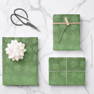 St. Patrick's Day green shamrocks ombre pattern Wrapping Paper Sheet