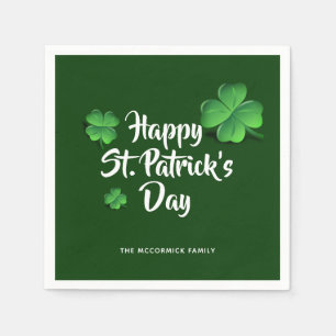 St Patricks Day Green Shamrocks Party Personalised Napkin