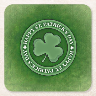 St. Patrick's Day Green Square Paper Coaster