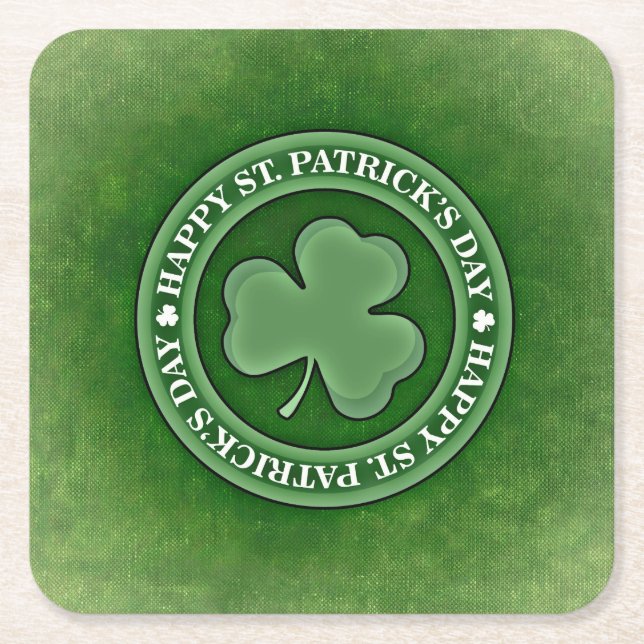 St. Patrick's Day Green Square Paper Coaster (Front)