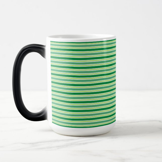 St. Patrick's Day Green Stripes Pattern-54608 Magic Mug (Left)