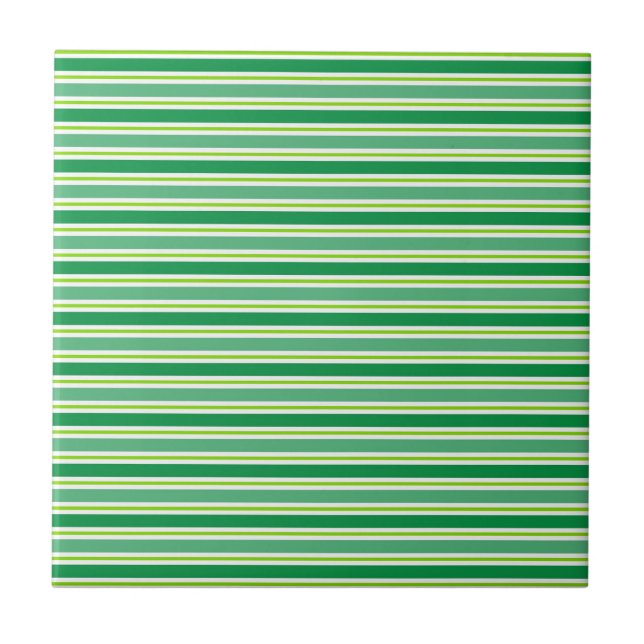St. Patrick's Day Green Stripes Pattern-54608 Tile (Front)
