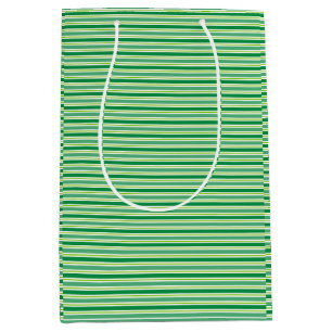 St. Patrick's Day Green Stripes Pattern Medium Gift Bag