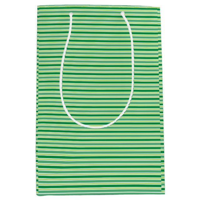 St. Patrick's Day Green Stripes Pattern Medium Gift Bag (Front)
