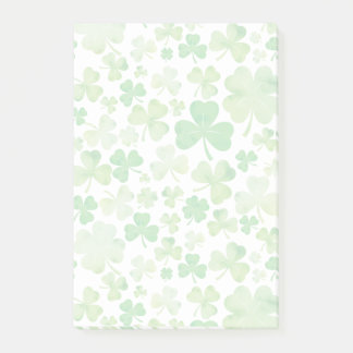 St Patricks Day Green Watercolour Shamrock Pattern Post-it Notes