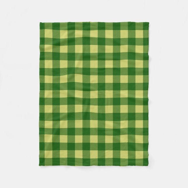St Patricks Day Green Yellow Buffalo Plaid Fleece Blanket (Front)