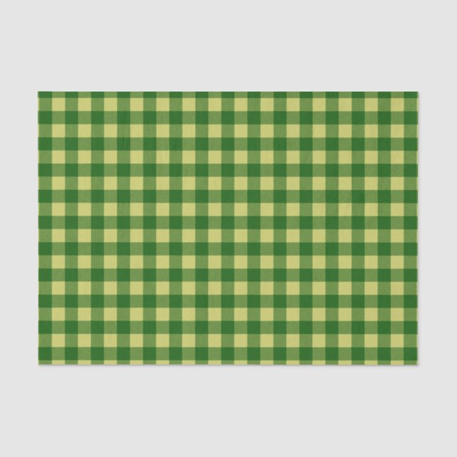 St Patricks Day Green Yellow Buffalo Plaid Tissue Paper (Front)