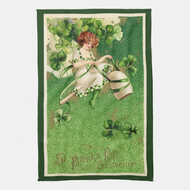 St. Patrick's Day Greeting Kitchen Towel (Vertical)