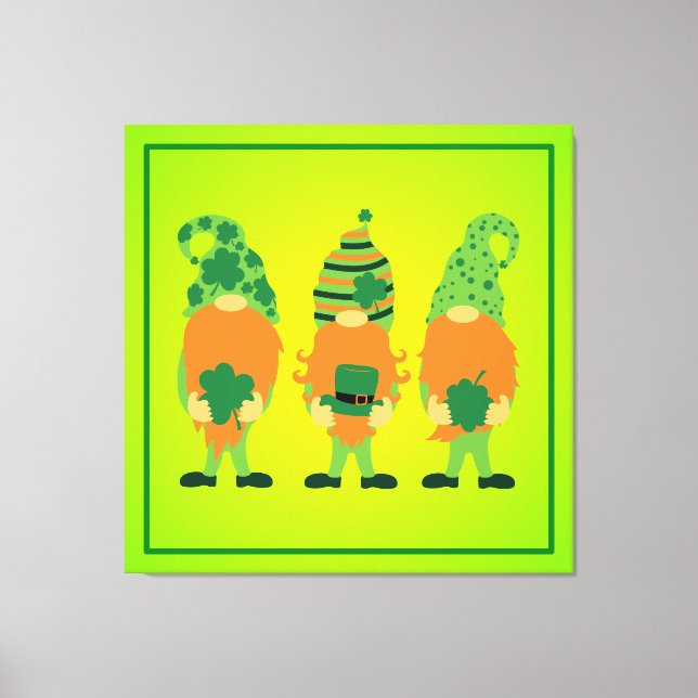 St. Patrick's Day Grnomes Canvas Print (Front)