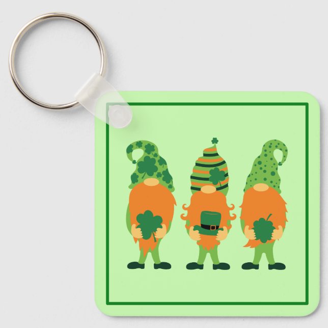 St. Patrick's Day Grnomes Key Ring (Front)