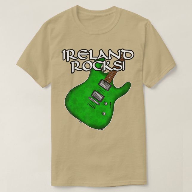 St Patricks Day Guitar Ireland Rocks Electric Guit T-Shirt (Design Front)