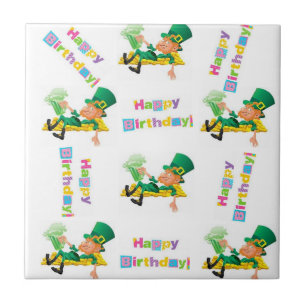 St. Patrick's Day Happy Birthday Ceramic Tile