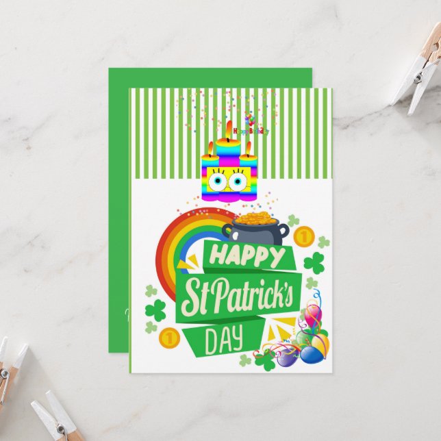 St. Patrick's Day Happy Birthday Invitation  (Front/Back In Situ)