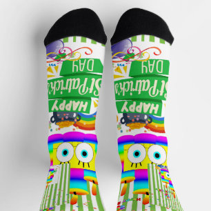 St. Patrick's Day Happy Birthday Socks