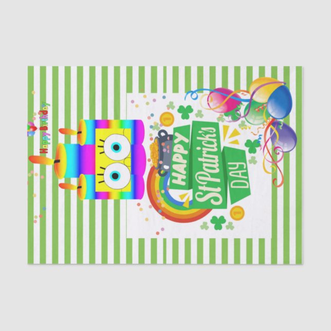 St. Patrick's Day Happy Birthday Tissue Paper  (Front)