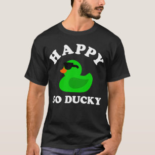 St Patricks Day Happy Go Ducky Sunglasses Rubber T-Shirt