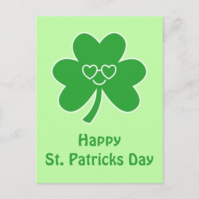 St. Patrick's Day Happy Smile Shamrock Clover Post Postcard (Front)