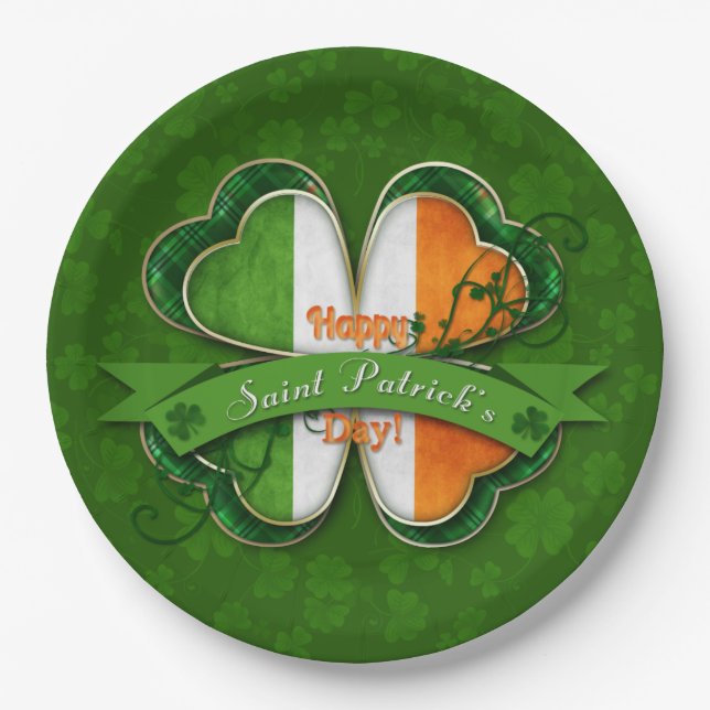 St. Patrick's Day - Happy St. Patrick's Day Paper Plate (Front)