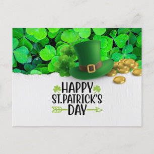 St. Patrick's Day Happy with Shamrock Holiday Postcard