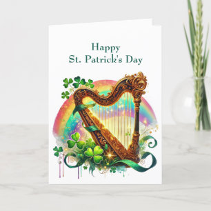 St Patricks Day Harp Illustration Holiday Card