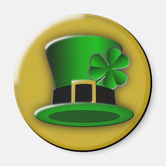 St Patricks Day Hat Round Magnet (Front)