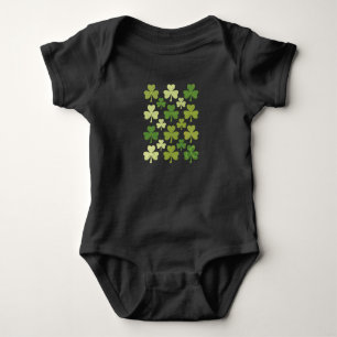 St Patrick's Day Heart Lucky Clover Shamrock  Baby Bodysuit
