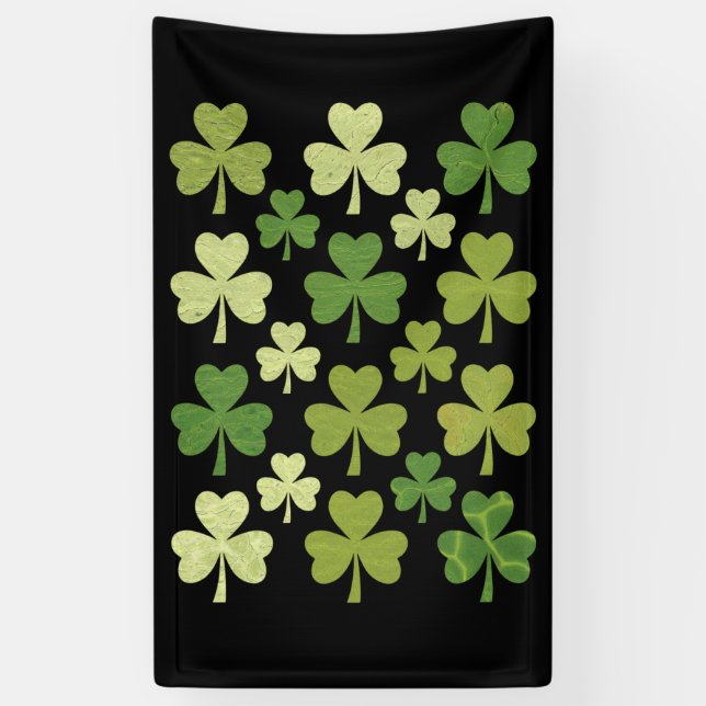 St Patrick's Day Heart Lucky Clover Shamrock  Banner (Vertical)