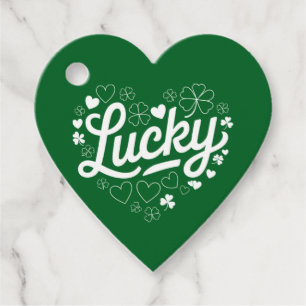 St Patrick's Day Heart Lucky Clover Shamrock Favour Tags