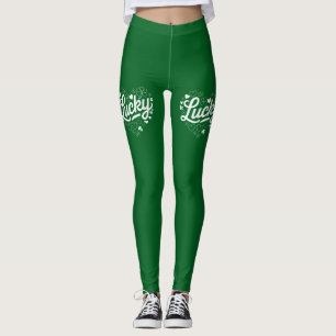 St Patrick's Day Heart Lucky Clover Shamrock  Leggings