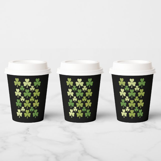 St Patrick's Day Heart Lucky Clover Shamrock  Paper Cups (Multi)