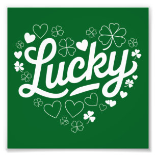 St Patrick's Day Heart Lucky Clover Shamrock  Photo Print