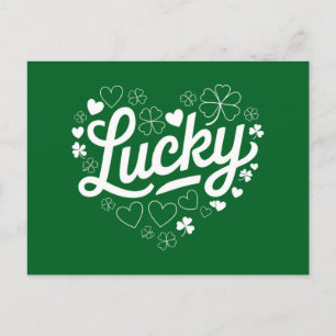 St Patrick's Day Heart Lucky Clover Shamrock Postcard