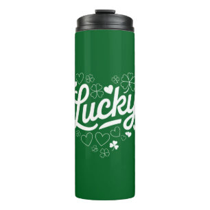 St Patrick's Day Heart Lucky Clover Shamrock  Thermal Tumbler