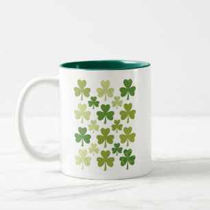 St Patrick's Day Heart Lucky Clover Shamrock Two-Tone Coffee Mug