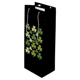 St Patrick's Day Heart Lucky Clover Shamrock Wine Gift Bag