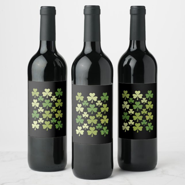 St Patrick's Day Heart Lucky Clover Shamrock  Wine Label (Bottles)