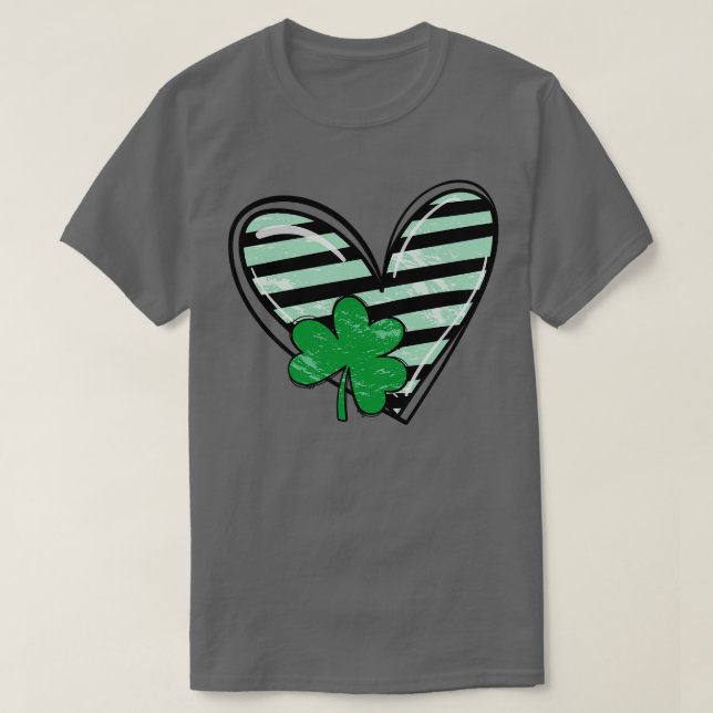 St Patricks Day Heart Shamrock T-Shirt (Design Front)